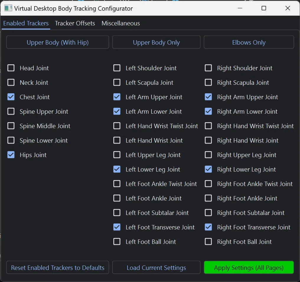Virtual Desktop Body Tracking Configurator